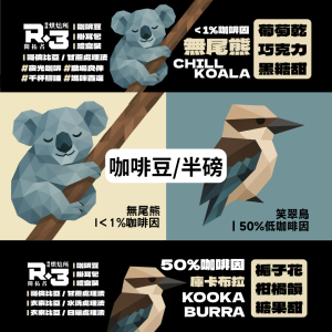 【R3 Coffee Roasters｜開拓者咖啡烘焙所】低因咖啡系列 無尾熊/笑翠鳥 (咖啡豆/半磅)